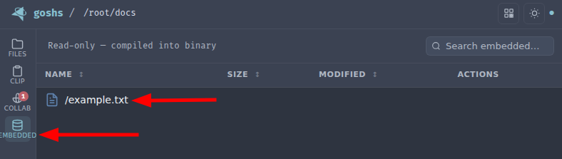 Embedded file in UI