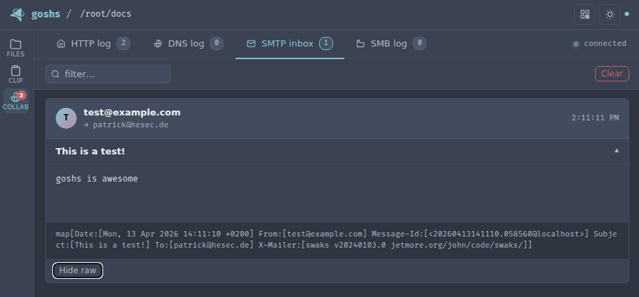 SMTP log